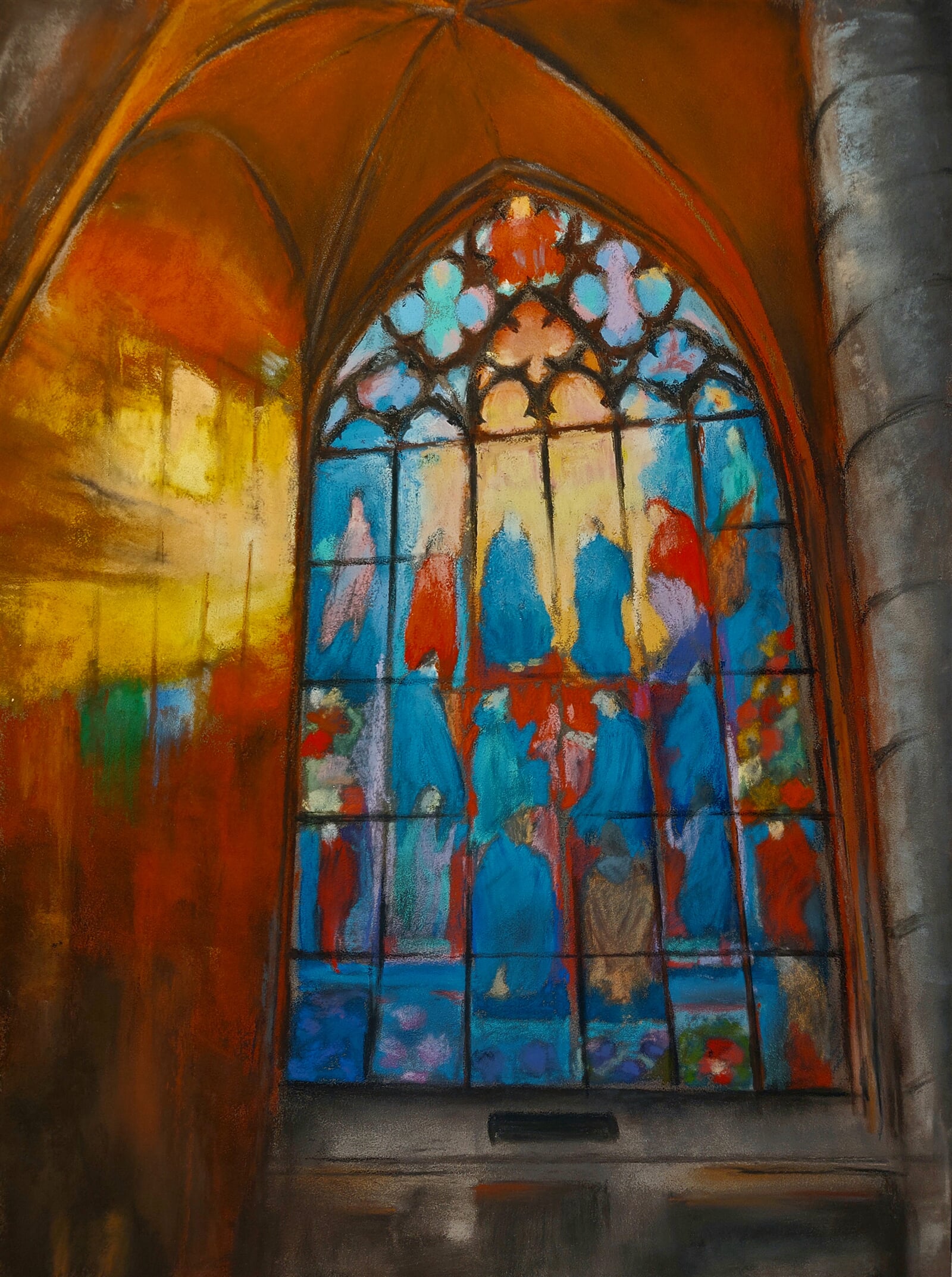 Pavel Flaška: Okno v katedrále sv. Víta v Praze, 40 × 30 cm