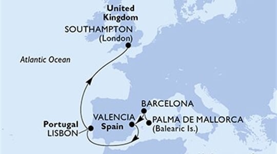 MSC Virtuosa - Španělsko, Portugalsko, Velká Británie (Palma de Mallorca)