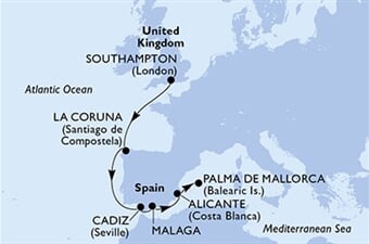 MSC Virtuosa - Velká Británie, Španělsko (ze Southamptonu)