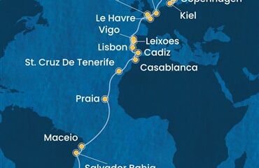 Costa Diadema - Brazílie, Španělsko, Maroko, Portugalsko, Francie, ... (Santos)