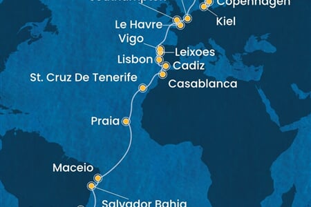 Costa Diadema - Brazílie, Španělsko, Maroko, Portugalsko, Francie, ... (Santos)