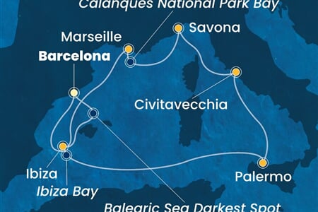 Costa Smeralda - Španělsko, Itálie, Francie (z Barcelony)
