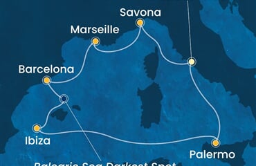 Costa Smeralda - Itálie, Francie, Španělsko (z Civitavecchie)