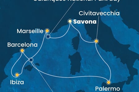 Costa Smeralda - Itálie, Francie, Španělsko (ze Savony)
