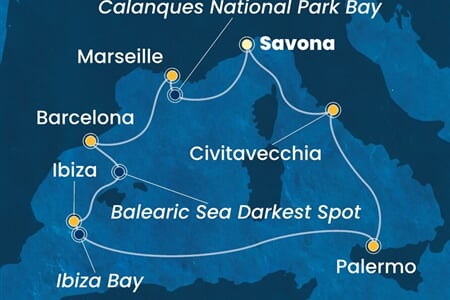 Costa Smeralda - Itálie, Francie, Španělsko (ze Savony)