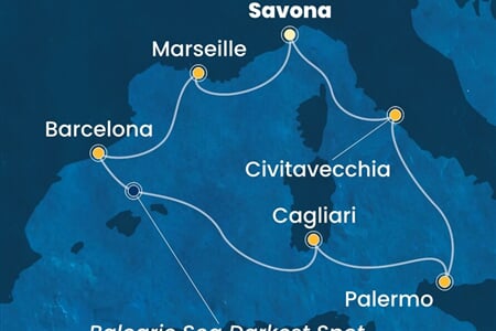 Costa Smeralda - Itálie, Francie, Španělsko (ze Savony)