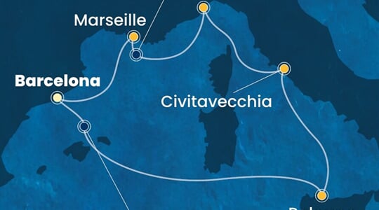 Costa Smeralda - Španělsko, Itálie, Francie (z Barcelony)