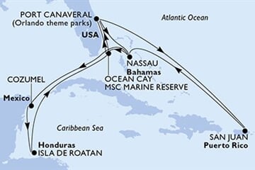 MSC Seashore - USA, Bahamy, Mexiko, Honduras, Portoriko (z Port Canaveralu)