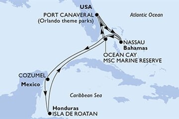 MSC Seashore - USA, Bahamy, Mexiko, Honduras (z Port Canaveralu)