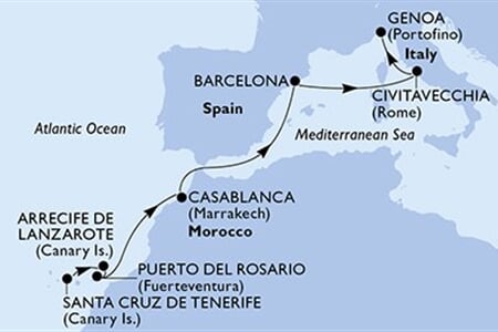 MSC MUSICA - Spanyolország, Marokkó, Olaszország (a Santa Cruz de Tenerife-ből)