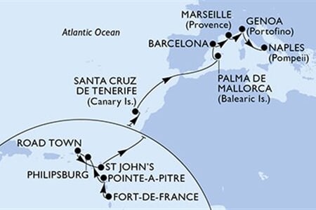 MSC SEAVIEW - Martinik, Guadeloupe, Nizozemské Antily, Panenské o. (britské), Antigua a Barbuda, ... (Fort-de-France)