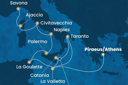 Costa Fascinosa - Řecko, Malta, Itálie, Tunisko, Francie (z Pirea)