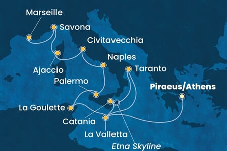 Costa Fascinosa - Řecko, Malta, Itálie, Tunisko, Francie (z Pirea)