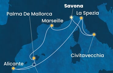 Costa Pacifica - Itálie, Francie, Španělsko (ze Savony)
