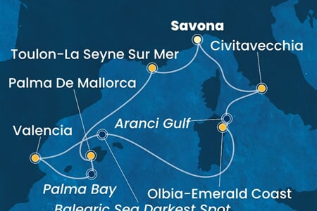 Costa Pacifica - Itálie, Francie, Španělsko (ze Savony)