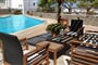 Hotel Pandrossos: fotografie vybavení exteriérů a interiérů ubytování.
