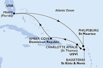 MSC Meraviglia - USA, Nizozemské Antily, Sv.Kryštof a Nevis, Panenské o. (americké), Dominikán.rep. (z Miami)