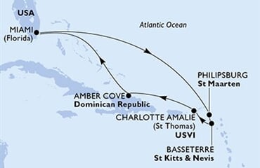 MSC Meraviglia - USA, Nizozemské Antily, Sv.Kryštof a Nevis, Panenské o. (americké), Dominikán.rep. (z Miami)