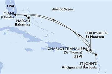 MSC Meraviglia - USA, Nizozemské Antily, Antigua a Barbuda, Panenské o. (americké), Bahamy (z Miami)