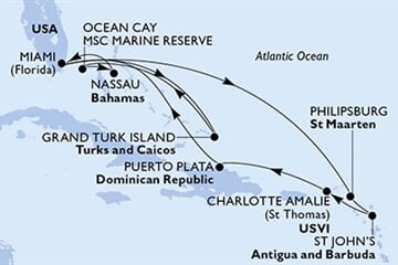 MSC Meraviglia - USA, Turks a Caicos, Bahamy, Nizozemské Antily, Antigua a Barbuda, ... (z Miami)