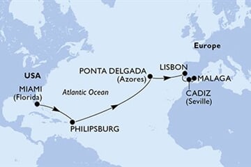 MSC Meraviglia - USA, Nizozemské Antily, Portugalsko, Španělsko (z Miami)
