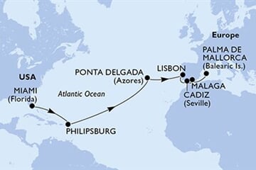 MSC Meraviglia - USA, Nizozemské Antily, Portugalsko, Španělsko (z Miami)