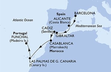 MSC Meraviglia - Španělsko, Gibraltar, Maroko, Portugalsko (z Barcelony)