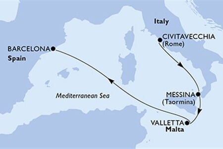 MSC WORLD EUROPA - Olaszország, Málta, Spanyolország (a Civitavecchia-ből)