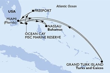 MSC MERAVIGLIA - Amerikai Egyesült Államok, Bahamaszigetek, Turks- és Caicos-szigetek (a Miami-ből)