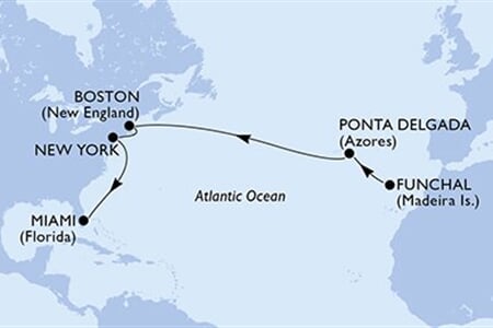 MSC MERAVIGLIA - Portúgalia, Amerikai Egyesült Államok (a Funchal-ból)
