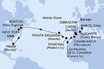 MSC Meraviglia - Španělsko, Gibraltar, Maroko, Portugalsko, USA (z Barcelony)