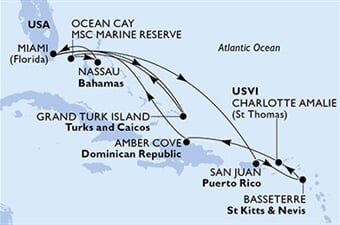 MSC Meraviglia - USA, Turks a Caicos, Bahamy, Portoriko, Sv.Kryštof a Nevis, ... (z Miami)