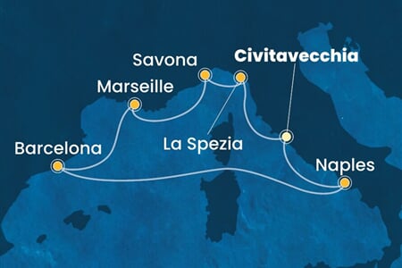 Costa Toscana - Itálie, Francie, Španělsko (z Civitavecchie)