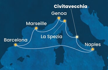 Costa Toscana - Itálie, Francie, Španělsko (z Civitavecchie)