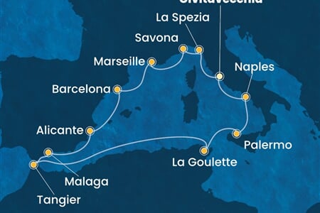 Costa Toscana - Itálie, Francie, Španělsko, Maroko, Tunisko (z Civitavecchie)