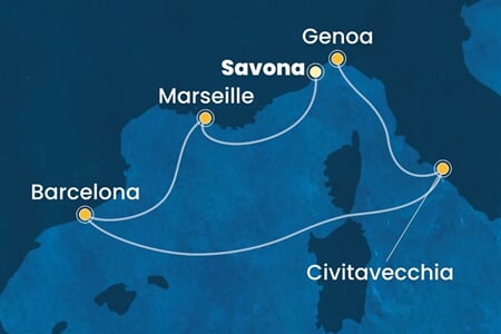 Costa Toscana - Itálie, Francie, Španělsko (ze Savony)