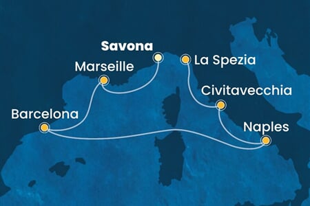 Costa Toscana - Itálie, Francie, Španělsko (ze Savony)