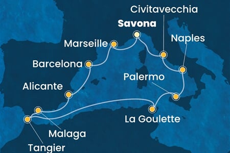 Costa Toscana - Itálie, Francie, Španělsko, Maroko, Tunisko (ze Savony)