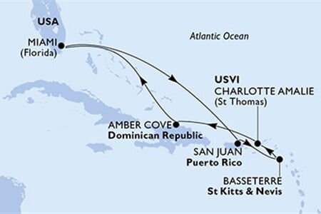 MSC Meraviglia - USA, Portoriko, Sv.Kryštof a Nevis, Panenské o. (americké), Dominikán.rep. (z Miami)