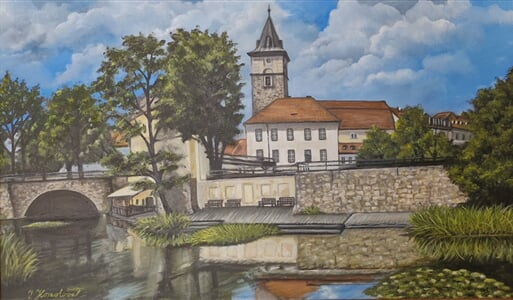 Plzeň, olej na plátně