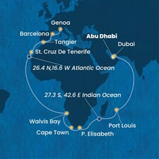 Costa Smeralda - Arabské emiráty, Mauritius, Jihoafrická r., Namíbie, Španělsko, ... (z Abú Dhabí)