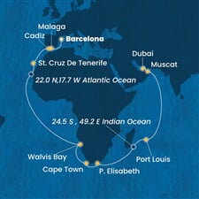 Costa Smeralda - Španělsko, Namíbie, Jihoafrická r., Mauritius, Omán, ... (z Barcelony)
