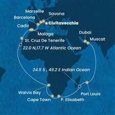 Costa Smeralda - Itálie, Francie, Španělsko, Namíbie, Jihoafrická r., ... (z Civitavecchie)