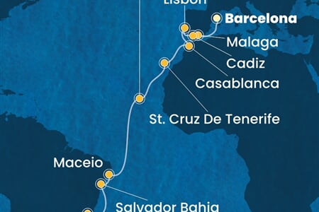 Costa Diadema - Španělsko, Portugalsko, Maroko, Kapverdy, Brazílie (z Barcelony)