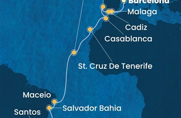 Costa Diadema - Španělsko, Portugalsko, Maroko, Kapverdy, Brazílie (z Barcelony)