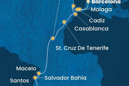 Costa Diadema - Španělsko, Portugalsko, Maroko, Kapverdy, Brazílie (z Barcelony)
