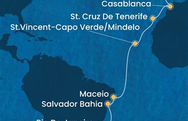 Costa Diadema - Portugalsko, Maroko, Španělsko, Kapverdy, Brazílie (z Lisabonu)