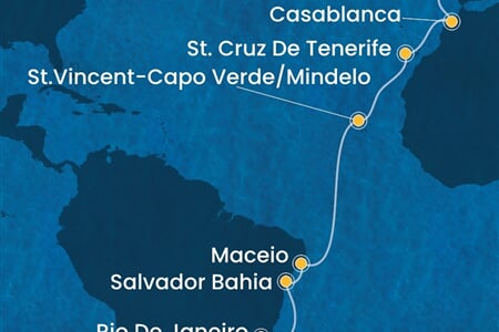 Costa Diadema - Portugalsko, Maroko, Španělsko, Kapverdy, Brazílie (z Lisabonu)