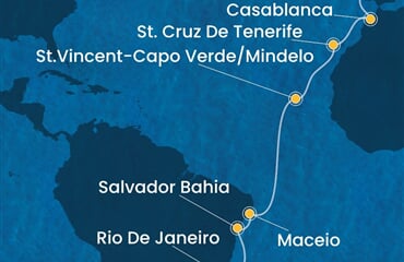 Costa Diadema - Portugalsko, Maroko, Španělsko, Kapverdy, Brazílie (z Lisabonu)