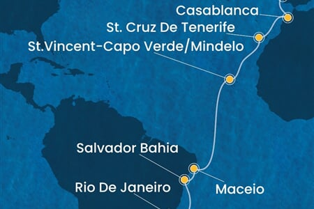 Costa Diadema - Portugalsko, Maroko, Španělsko, Kapverdy, Brazílie (z Lisabonu)